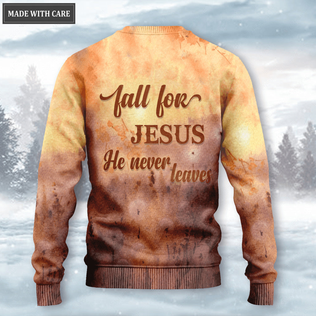 Dandelion Cross Light Peace Dove Fall For Jesus He Never Leaves Wool Sweatshirt