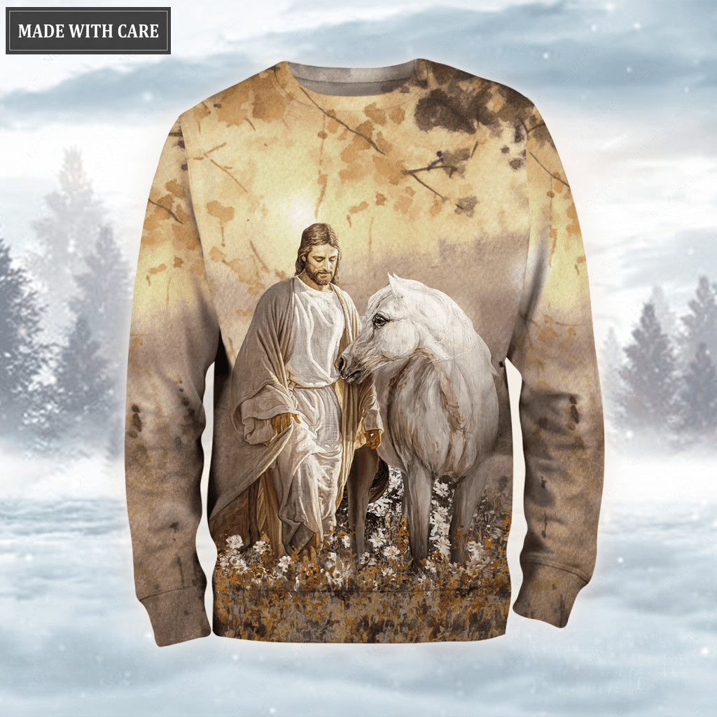 Jesus Love Horse Dandelion Walk By Faith Not By Sight Hoodie