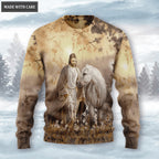 Jesus Love Horse Dandelion Walk By Faith Not By Sight Wool Sweatshirt