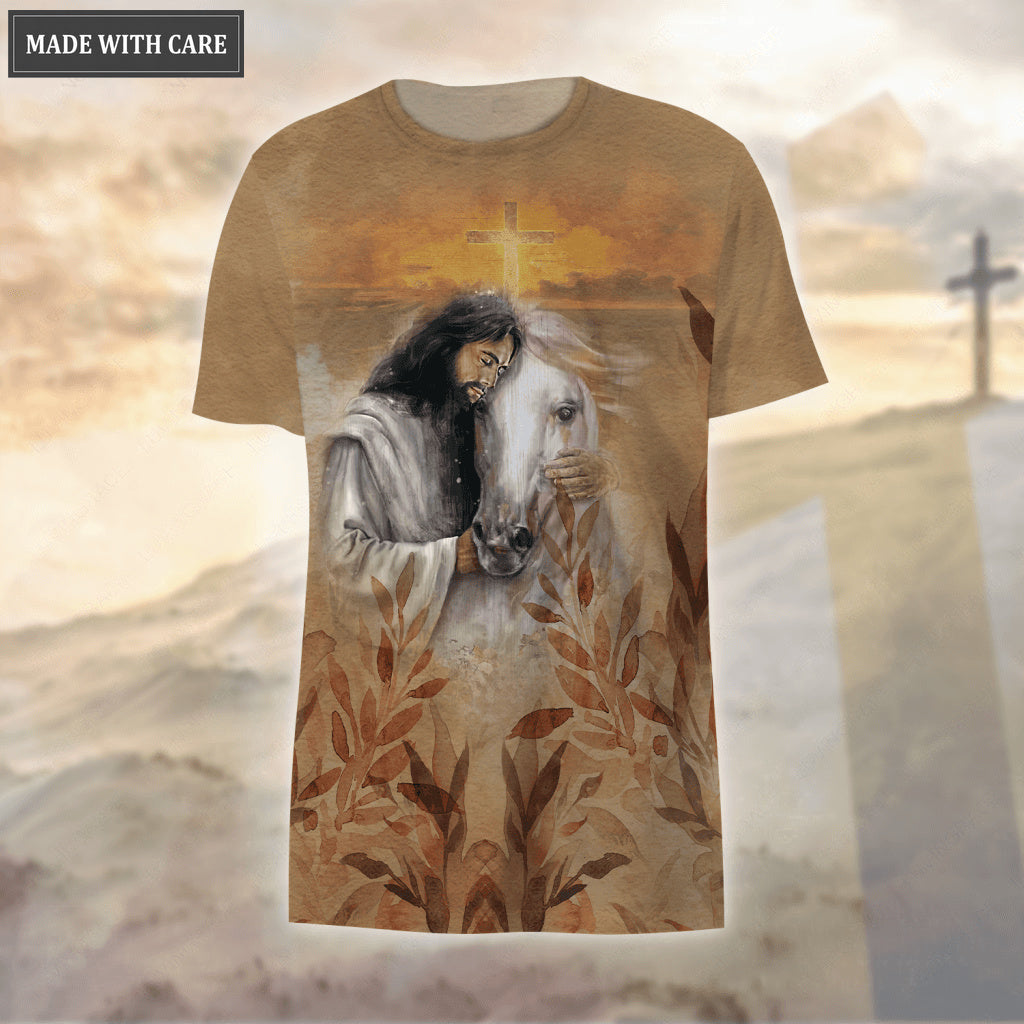 Jesus Love Horse Sunset Cross Trust In God Hoodie