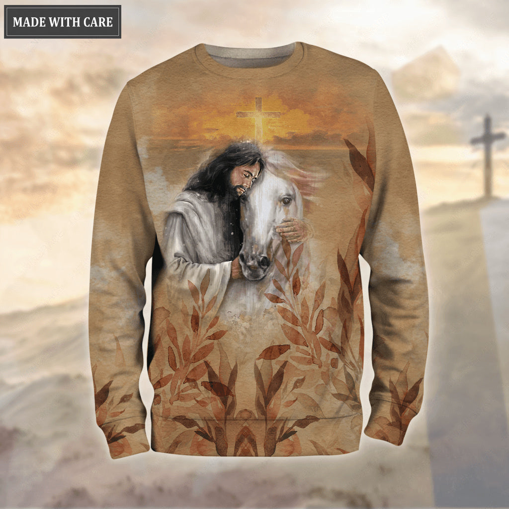 Jesus Love Horse Sunset Cross Trust In God Hoodie