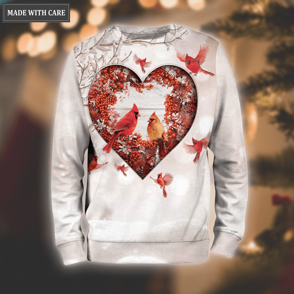 Red Heart Christmas Cardinal Always Be With You Hoodie