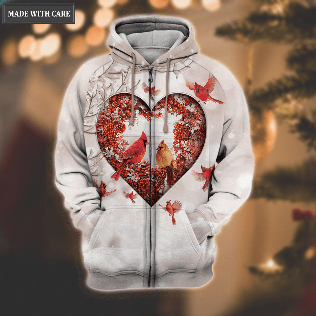 Red Heart Christmas Cardinal Always Be With You Hoodie