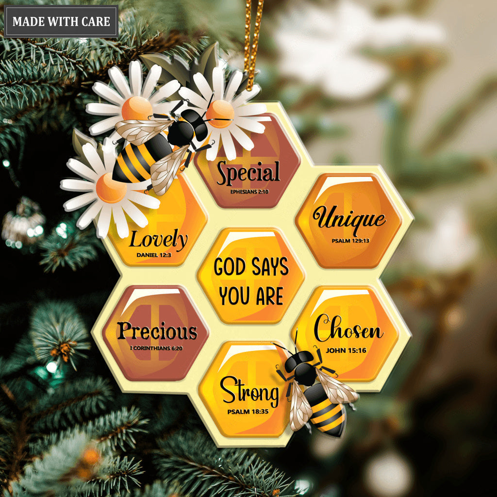 Bee Honeycomb God Says You Are Ornament
