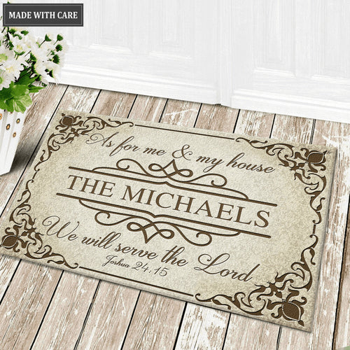 Classic Ornate Border Serve The Lord Personalized Doormat
