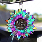 Holographic Tie Dye Sunflower God Says You Are Ornament