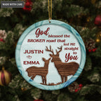 Christmas Deer Couple God Blessed Personalized Ornament