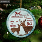 Christmas Deer Couple God Blessed Personalized Ornament