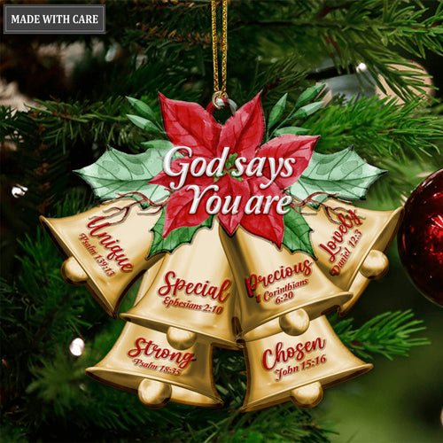 Christmas Flower Golden Bells God Says You Are Ornament