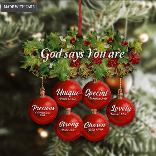 Christmas Flower Red Baubles God Says You Are Ornament