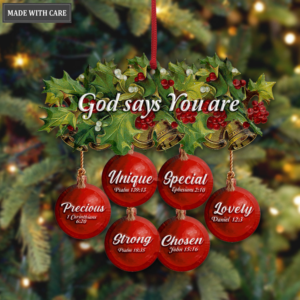 Christmas Flower Red Baubles God Says You Are Ornament
