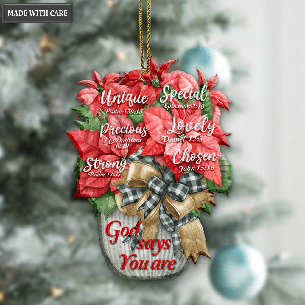 Christmas Poinsettia Flower God Says You Are Ornament