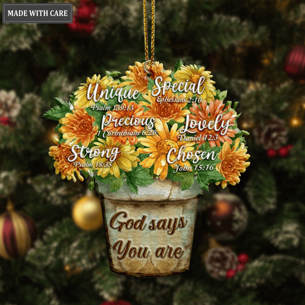 Sunflower Floral God Says You Are Ornament
