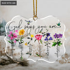 Hummingbird Flowers God Says You Are Transparent Ornament