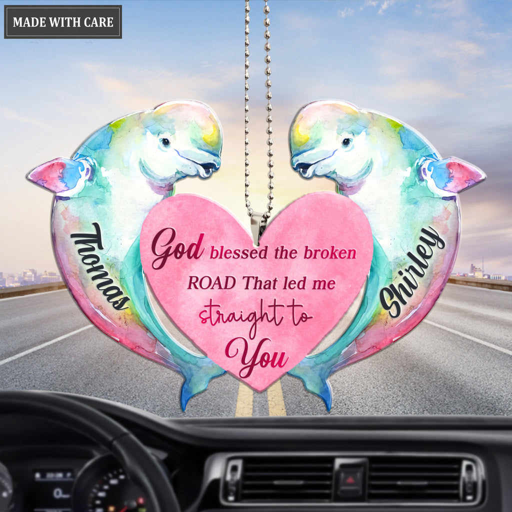 Couple Dolphin God Blessed Personalized Ornament