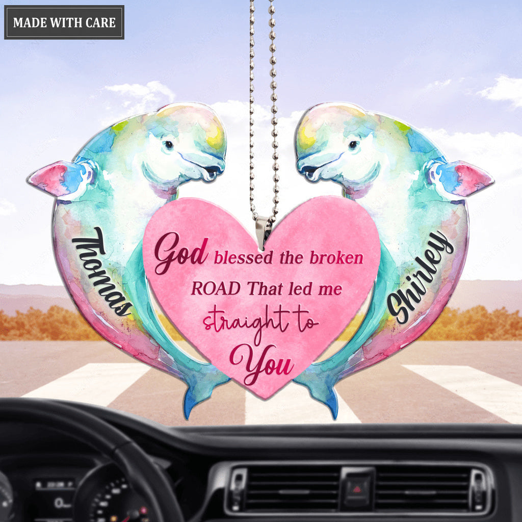 Couple Dolphin God Blessed Personalized Ornament