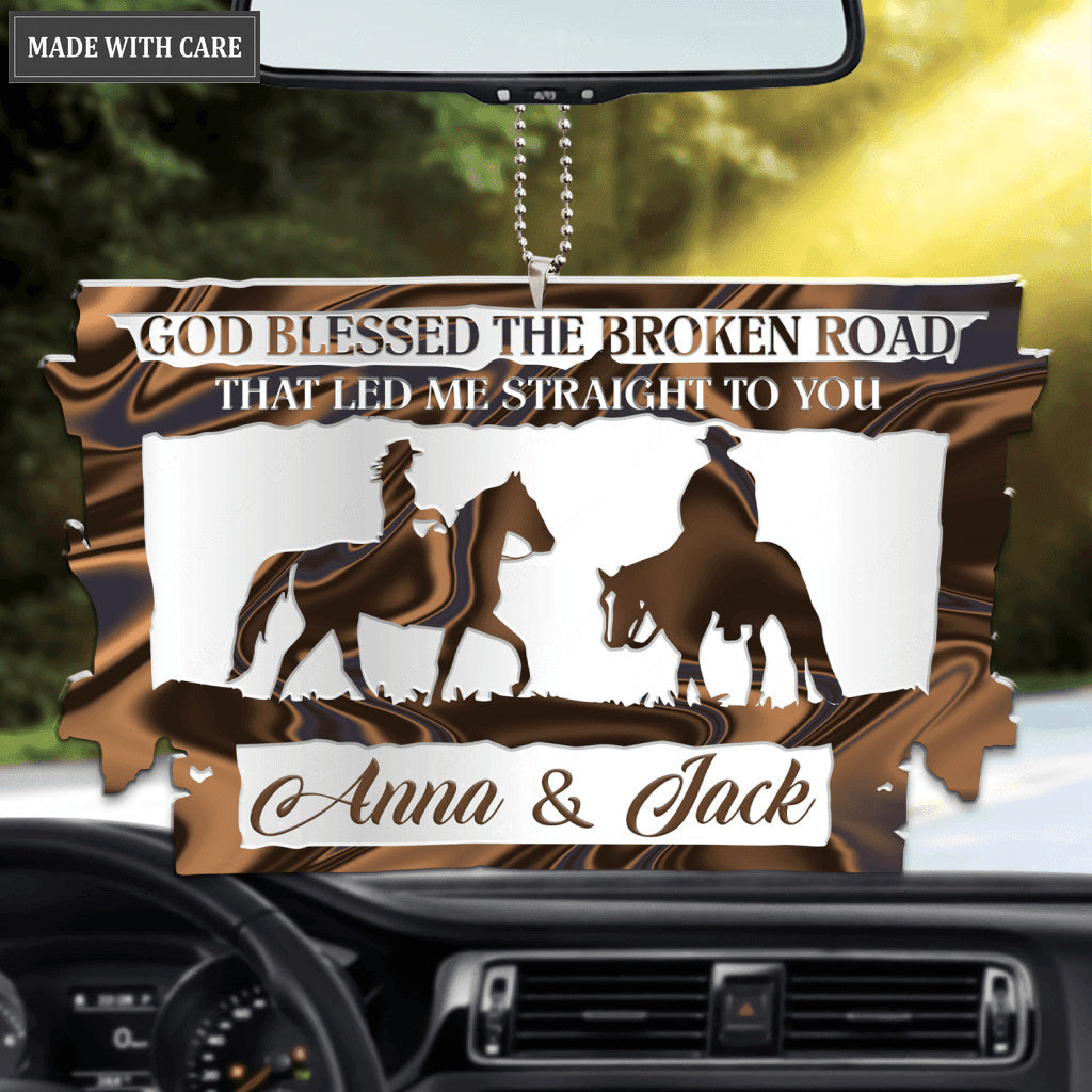 Cowboy Couple In Barn God Blessed Personalized Ornament