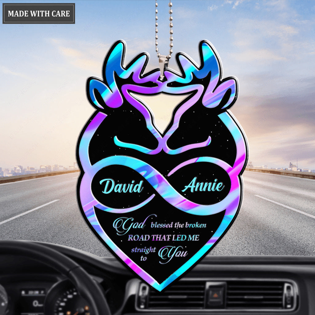 Hologram Deers Infinity Heart Personalized Ornament