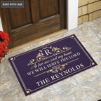 Purple Monogram Serve The Lord Personalized Doormat