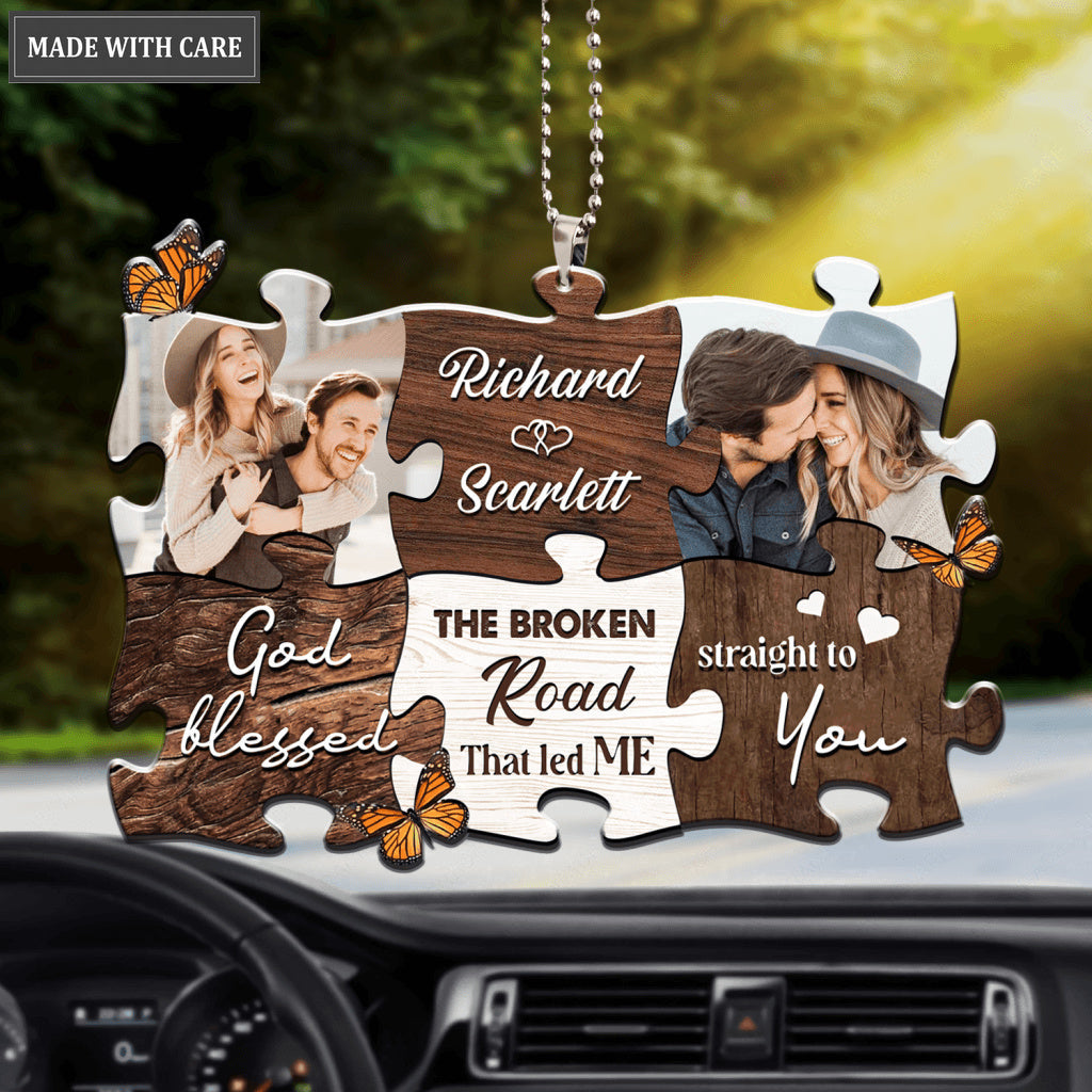 Puzzle Pieces God Blessed Personalized Ornament