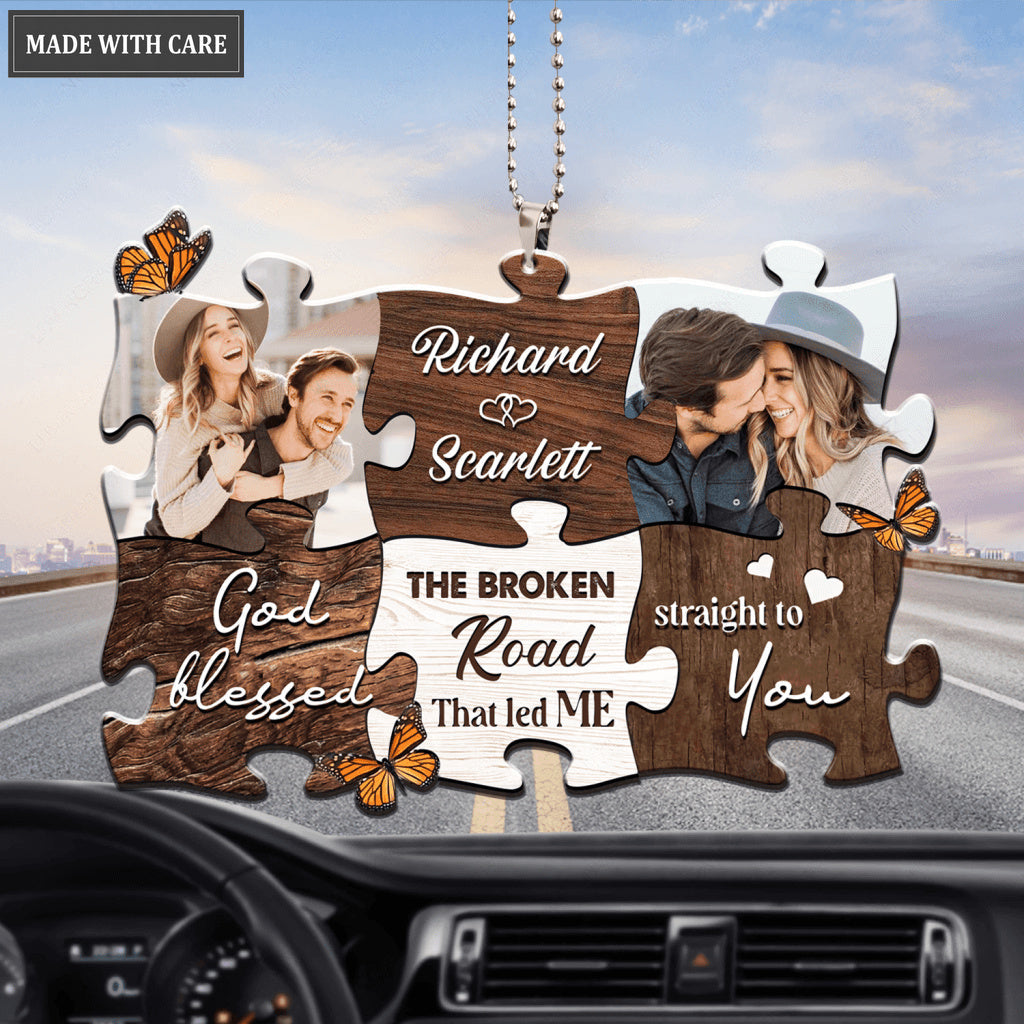 Puzzle Pieces God Blessed Personalized Ornament