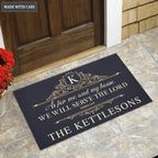 Vintage Gold Serve The Lord Personalized Doormat