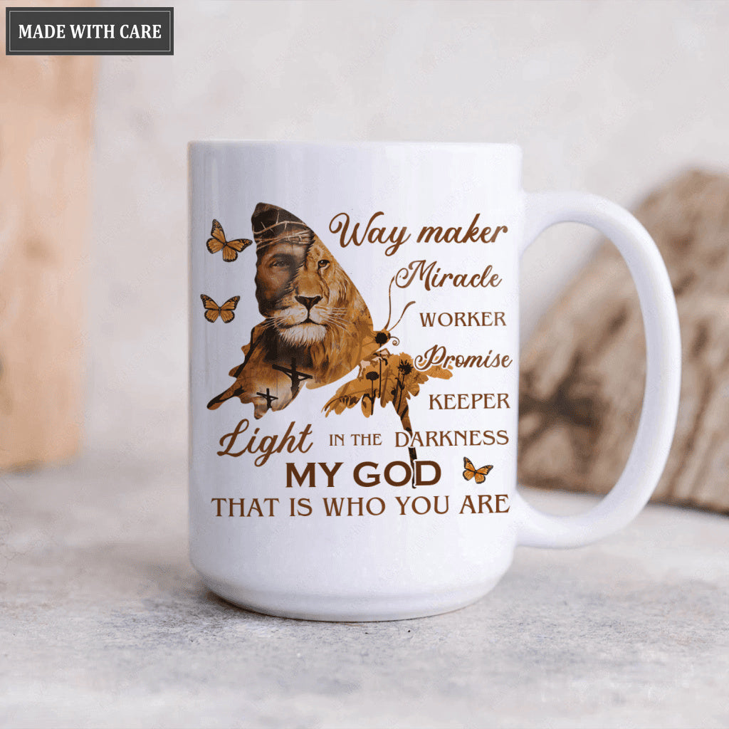 Christian Lion Butterfly Flower Way Maker My God Mug