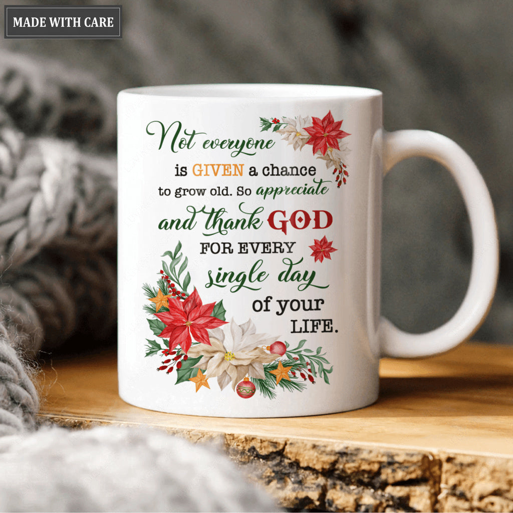 Poinsettia Floral Thank God Mug