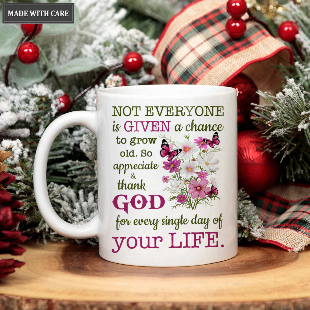 Purple And White Daisy Flower Thank God Mug