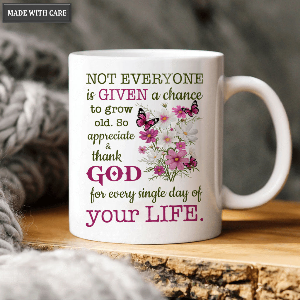 Purple And White Daisy Flower Thank God Mug