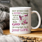 Purple And White Daisy Flower Thank God Mug