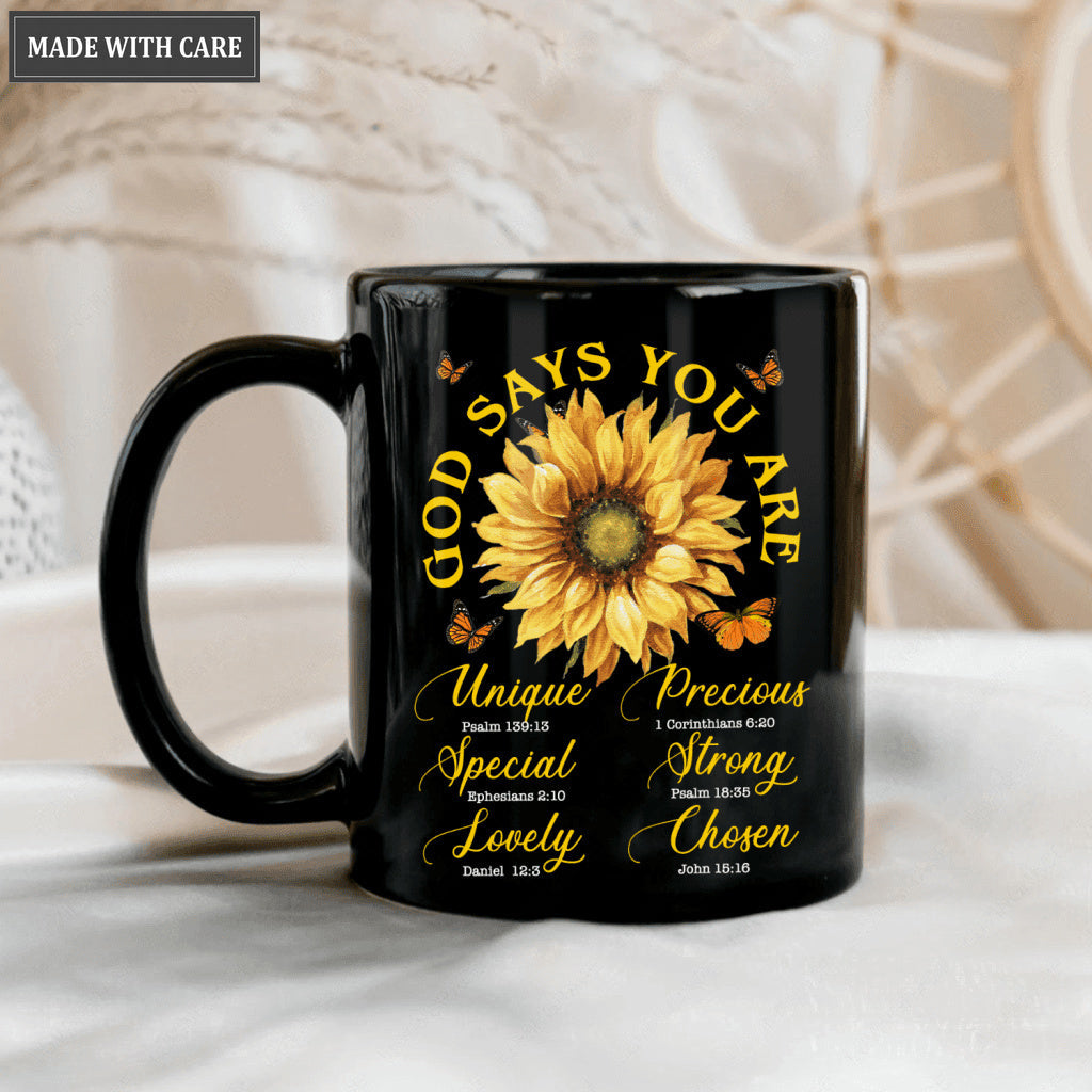 Sunflower Butterlfy God Says You Are Mug