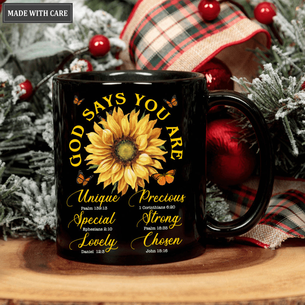 Sunflower Butterlfy God Says You Are Mug