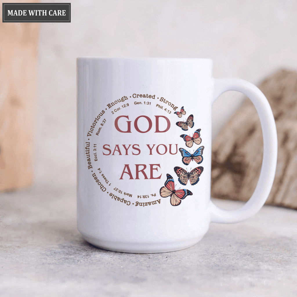 Vintage Butterfly Circle God Says You Are Mug