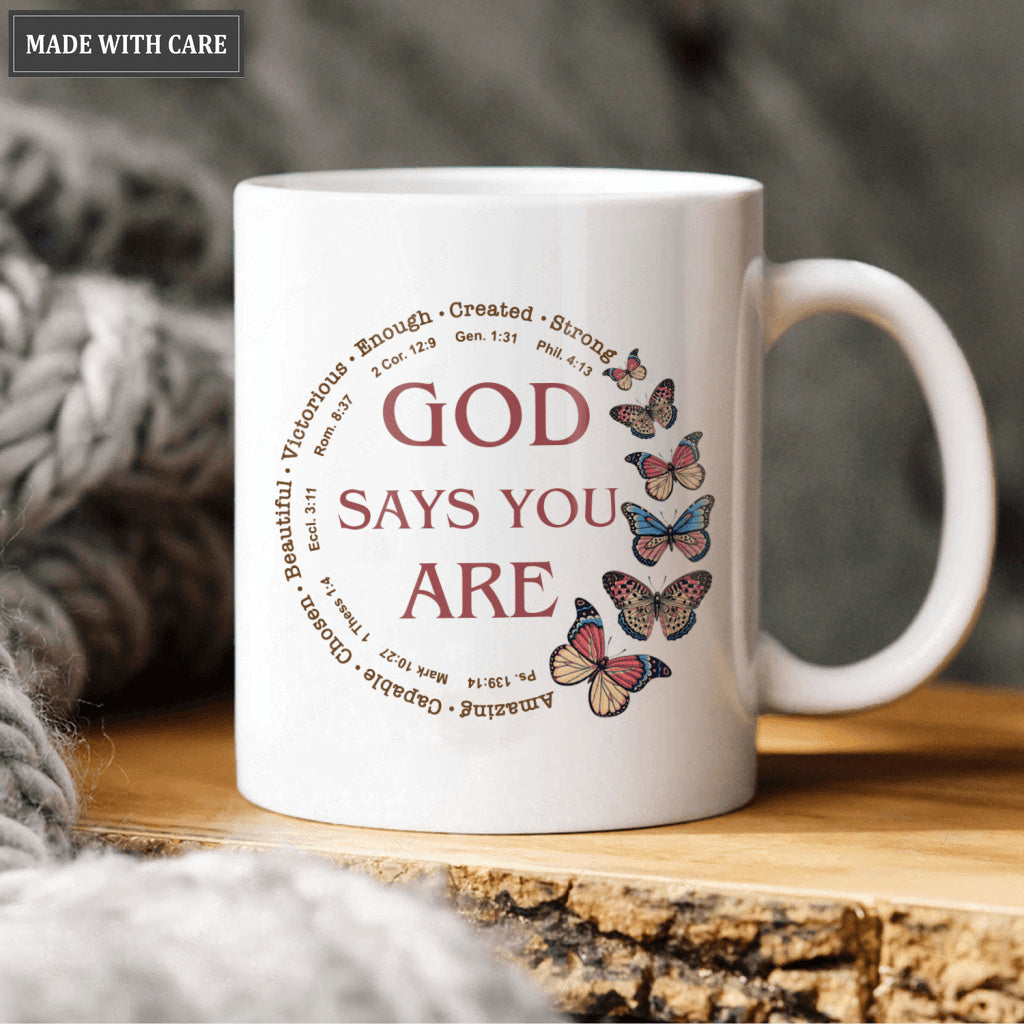 Vintage Butterfly Circle God Says You Are Mug