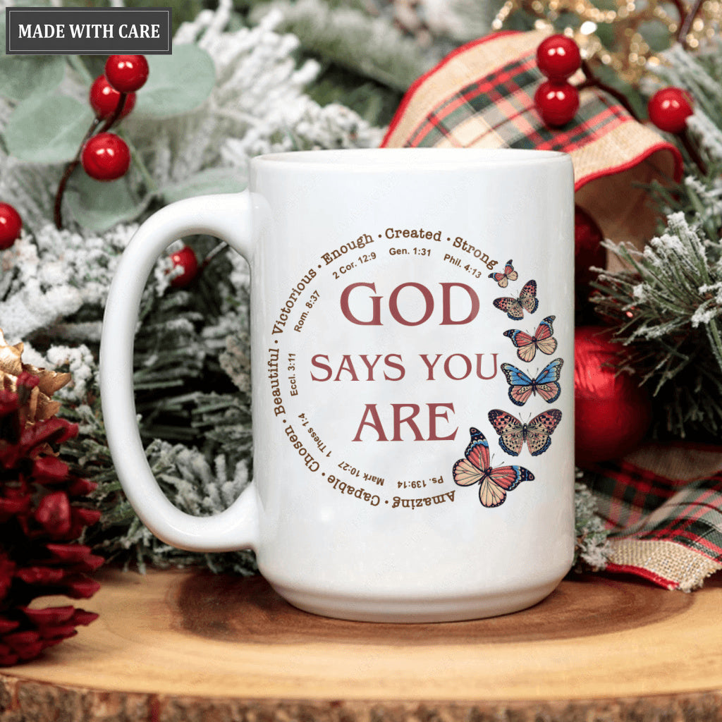 Vintage Butterfly Circle God Says You Are Mug