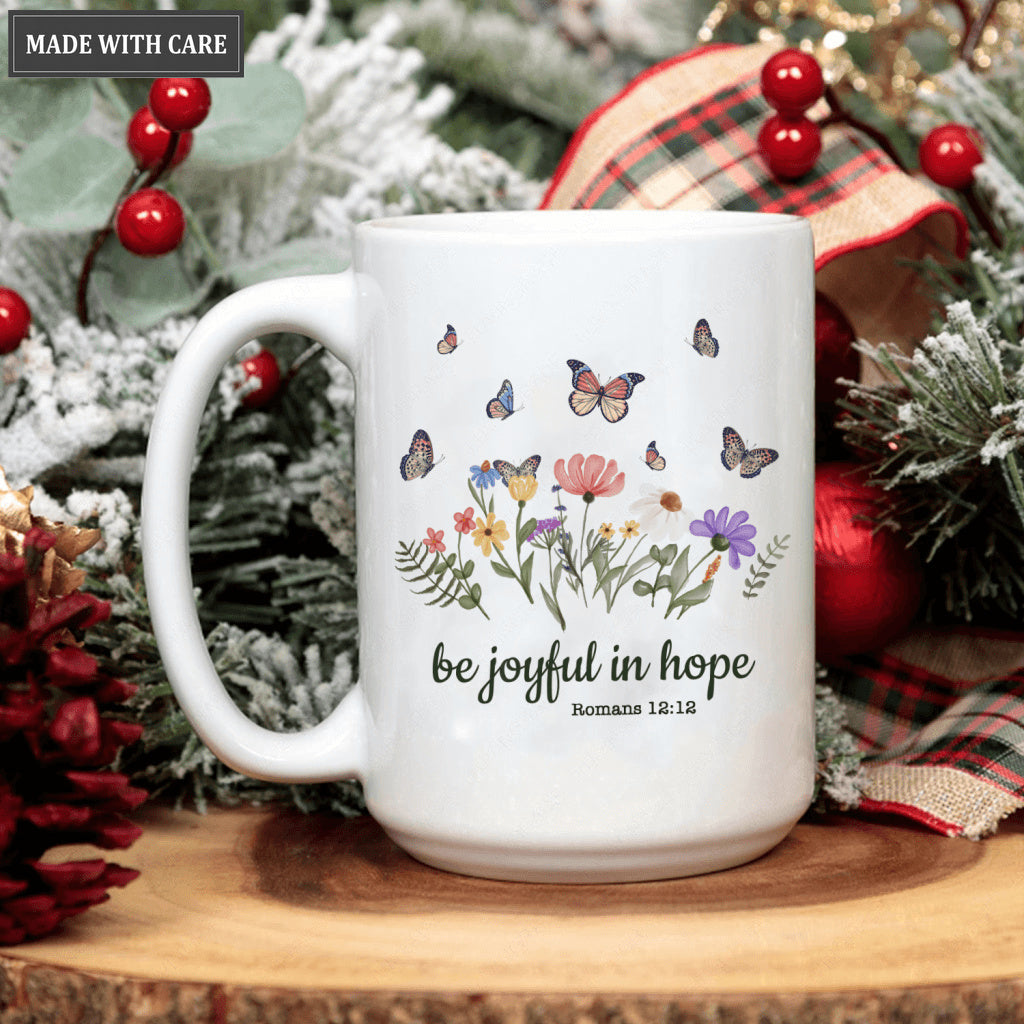 Vintage Wildflower Butterfly Thank God Mug
