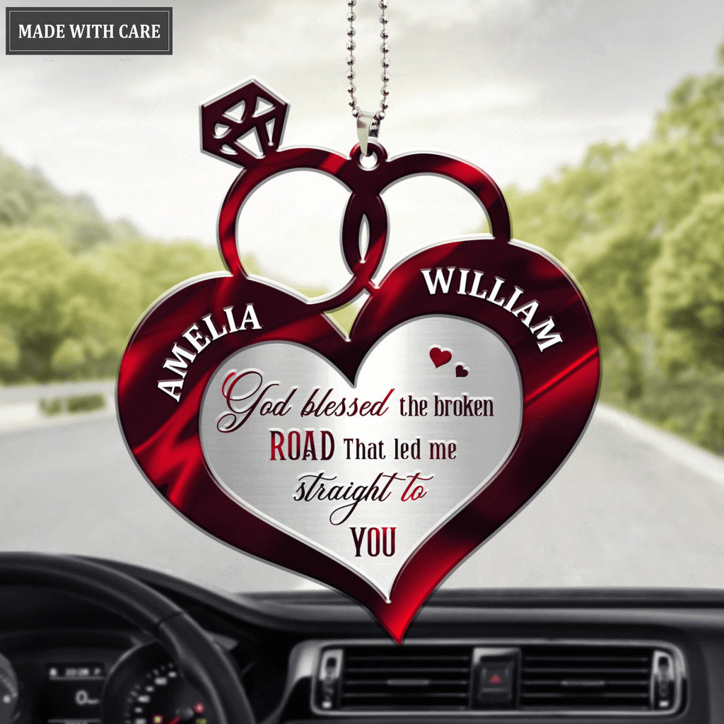 Rings Silhouette Couple God Blessed Personalized Ornament