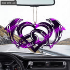 Purple Dolphin And Couple Rings God Blessed Personalized Ornament