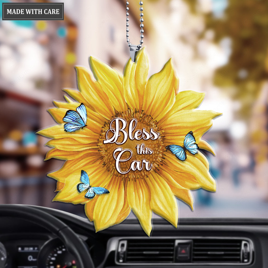 Bless This Car Sunflower Ornament