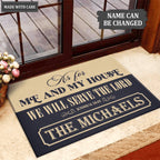 Personalized Half Navy Half Gold Serve The Lord Doormat