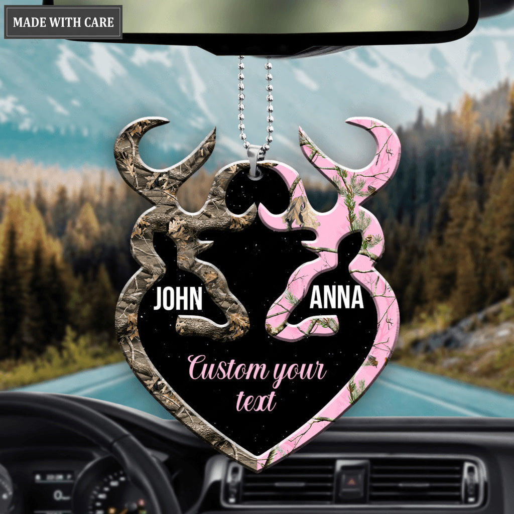 Buck And Doe Heart Personalized Name And Messages Ornament
