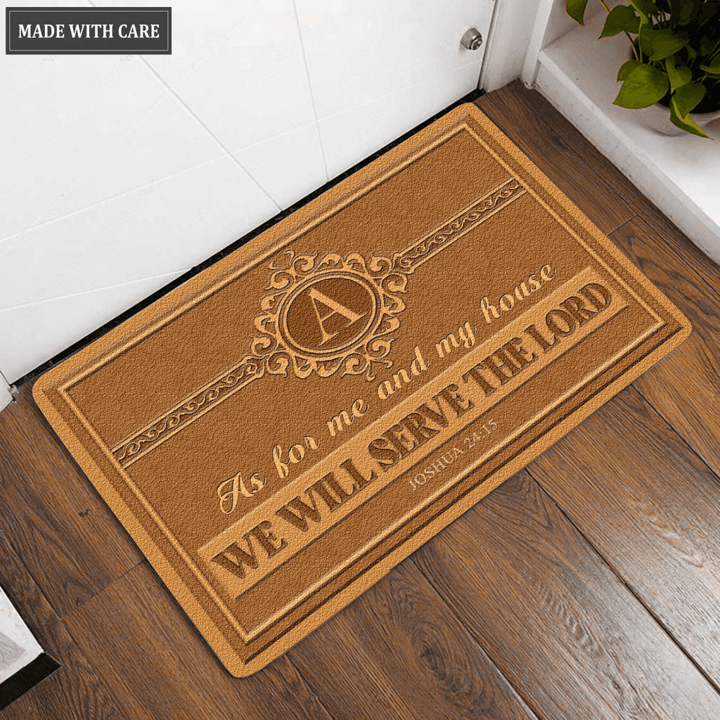 Classic Monogram Serve The Lord Personalized Family Doormat