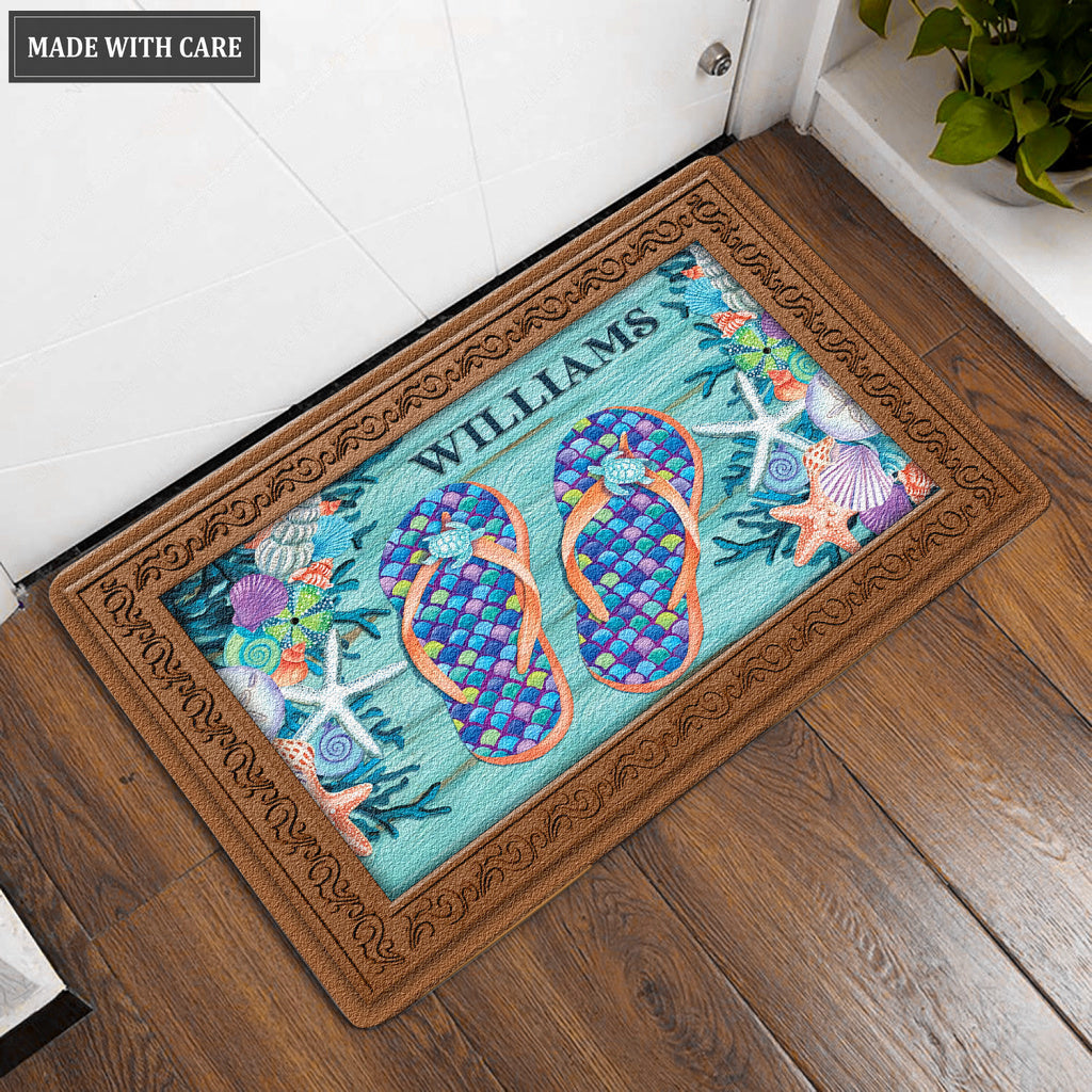 Enjoy Life Flip Flops Summer Personalized Doormat