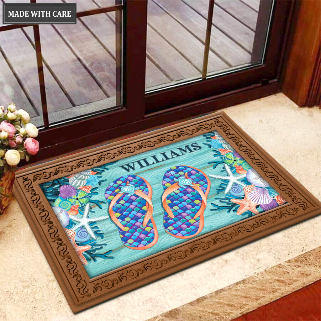 Enjoy Life Flip Flops Summer Personalized Doormat