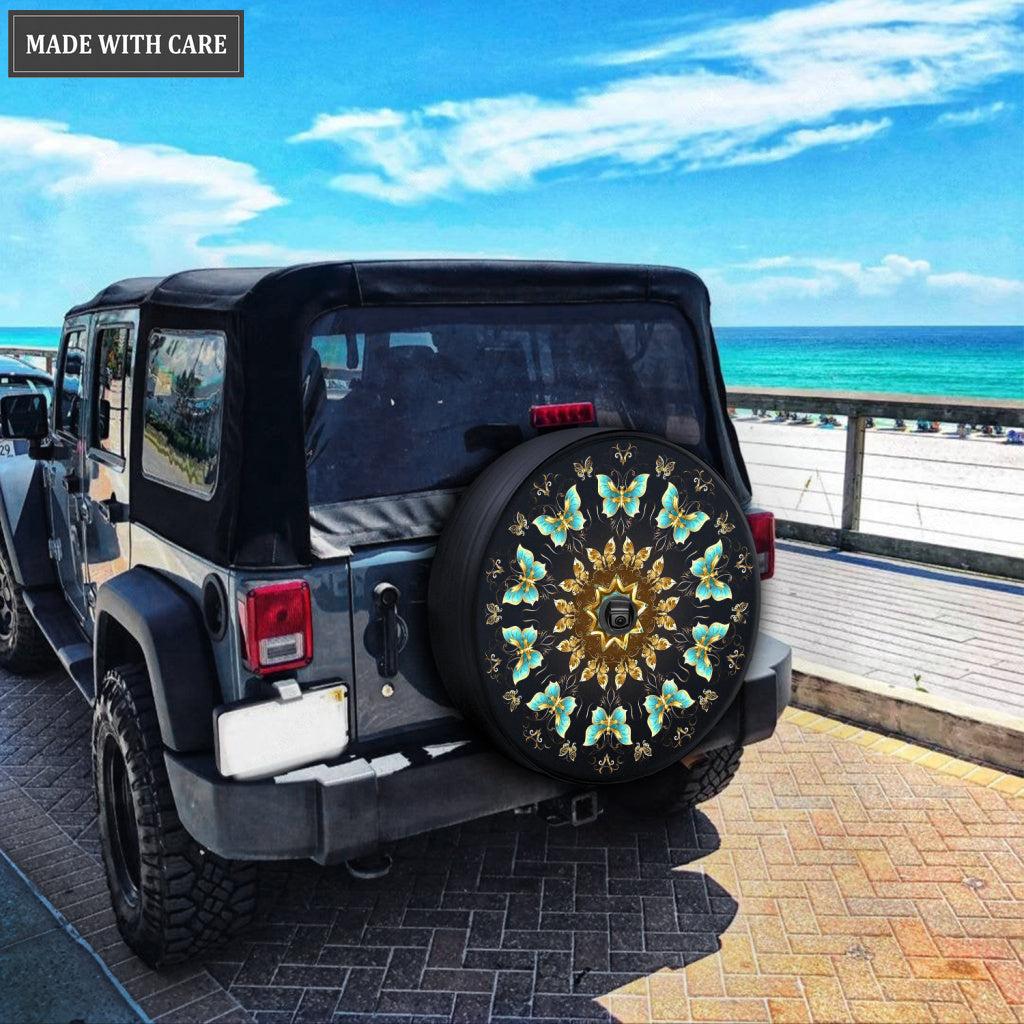 Mandala Of Golden Butterflies Tire Cover Car Accessories