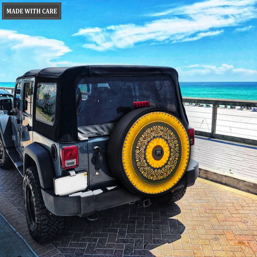 Mandala Sunflower Tire Cover Car Accessories