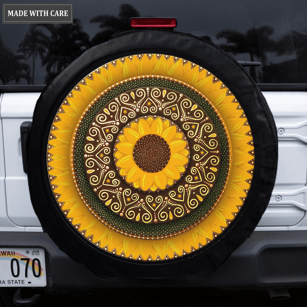 Mandala Sunflower Tire Cover Car Accessories