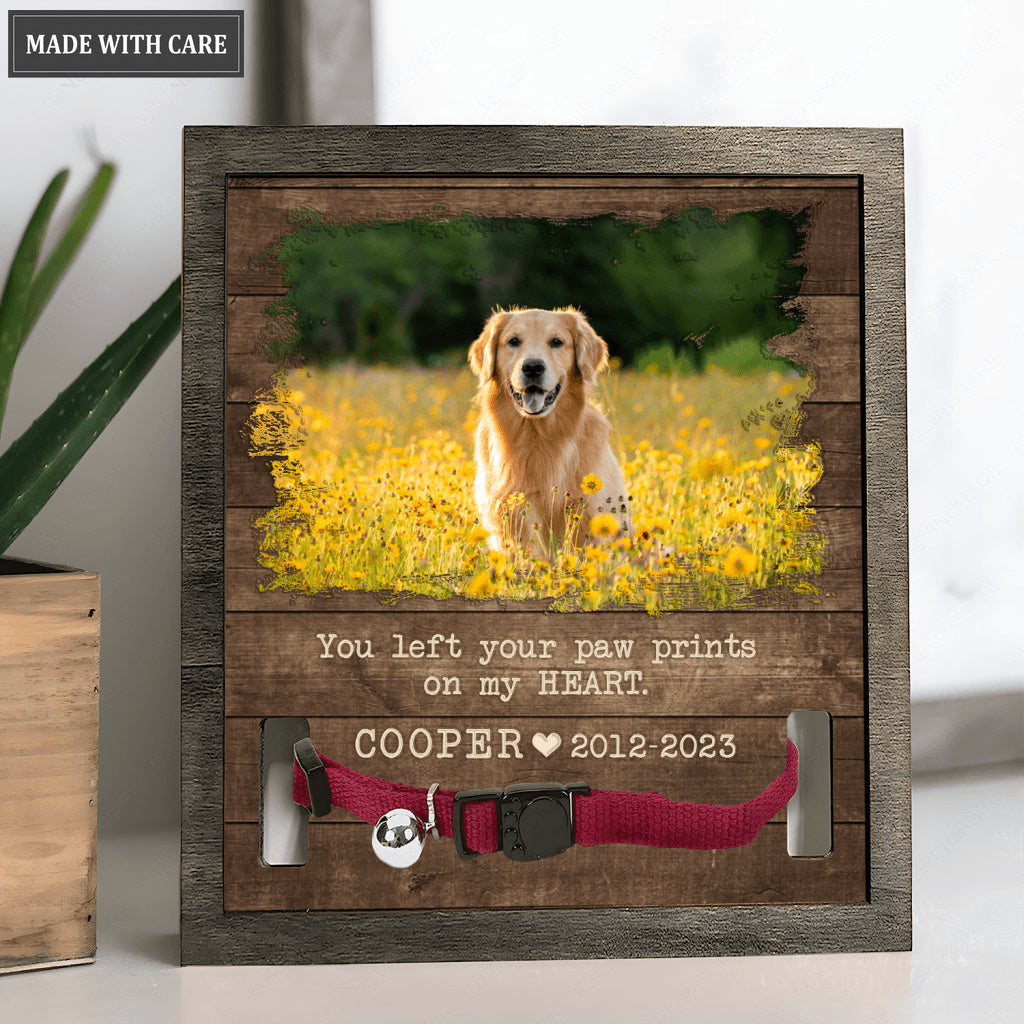 You Left Your Paw Prints On My Heart - Personalized Custom Pet Memorial Sign