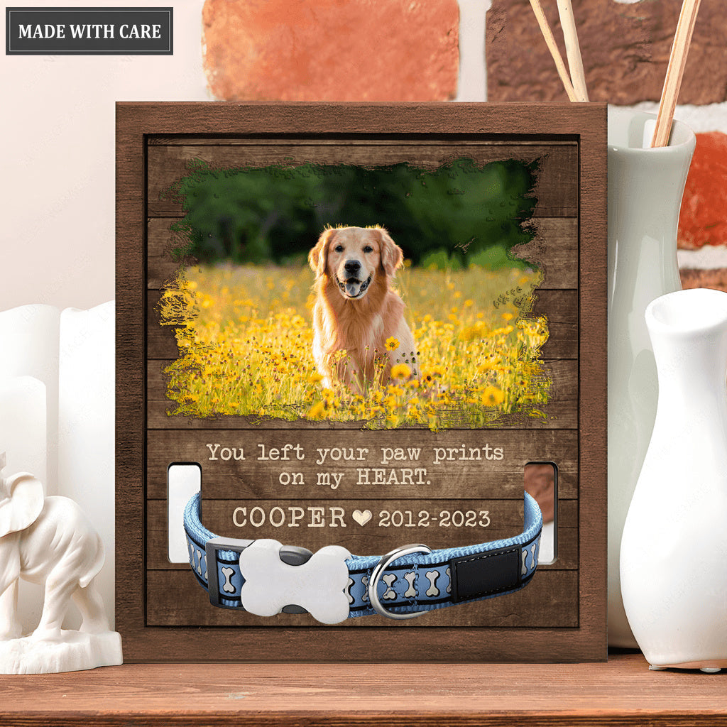 You Left Your Paw Prints On My Heart - Personalized Custom Pet Memorial Sign